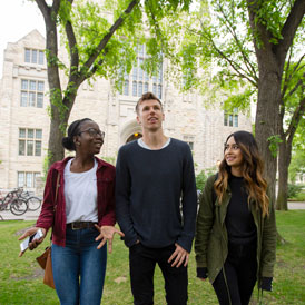 Students walking on campus.