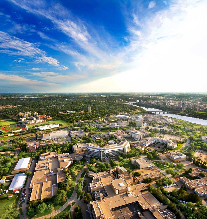 Aerial photograph of USask campus
