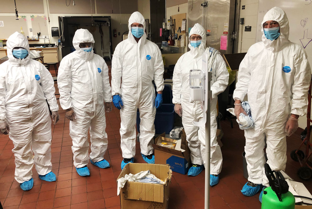 The USask custodial staff has taken it upon themselves to become experts on cleaning during the pandemic. (Photo: Submitted)
